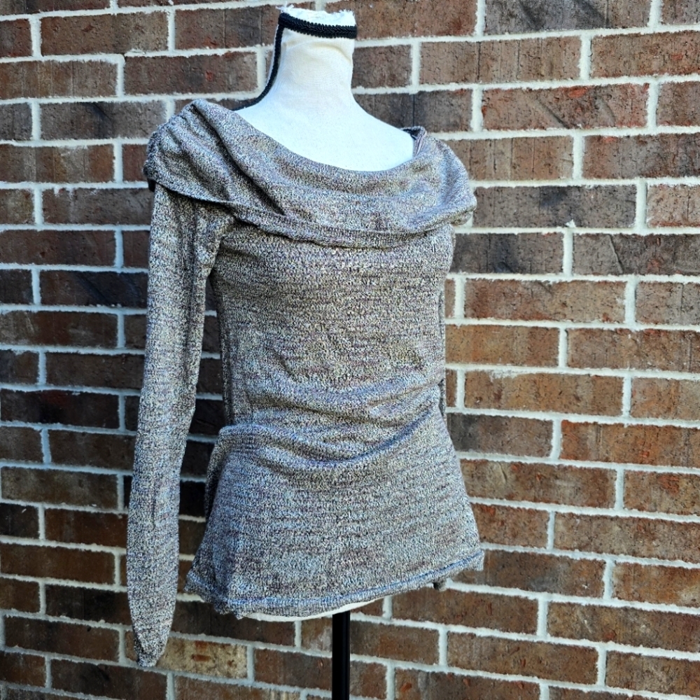 White House Black Market Metallic Off-Shoulder Sweater